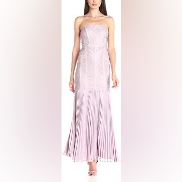 JS Collection Women's Multi-Lace Strapless Seamed Gown with Pleated Skirt - Picture 6 of 11